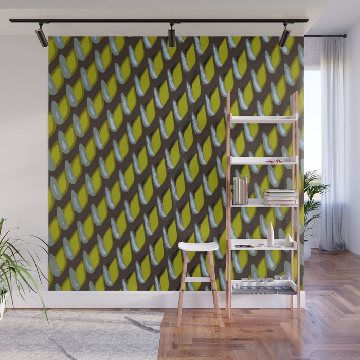 Ultimate Grey Grate Abstract Pattern With Yellow Background Wall Mural