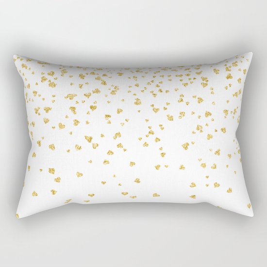 Falling hearts gold glitter confetti - Heart Love Valentine Rectangular Pillow