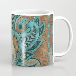 Oriental Paisley Pattern Watercolor and Gold Coffee Mug