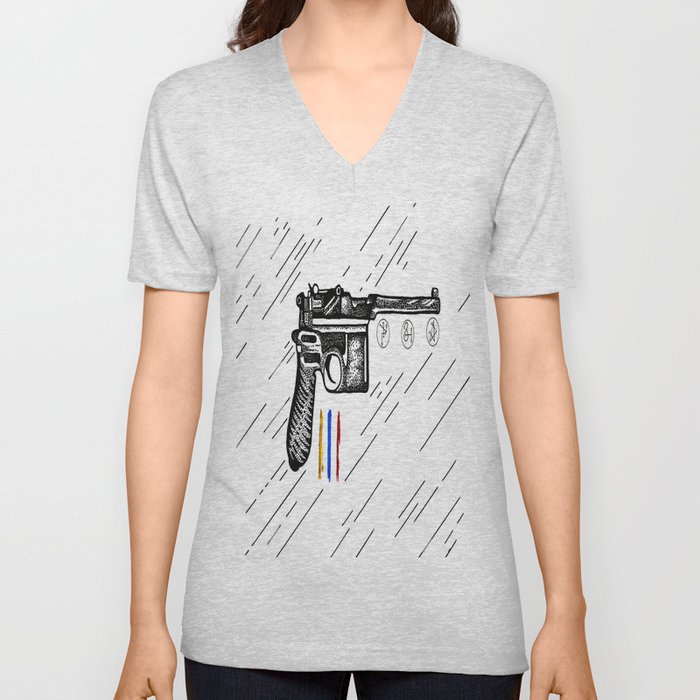 Gun  V Neck T Shirt