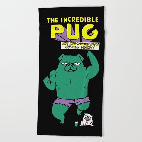 The Incredible Pug Beach Towel