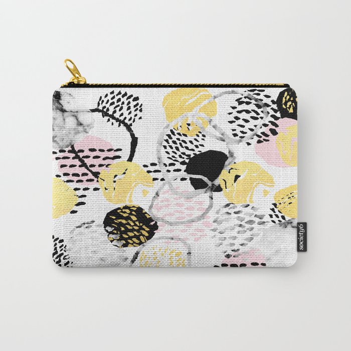 Amalia - gold abstract black and white glitter foil art print texture ink brushstroke modern minimal Carry-All Pouch
