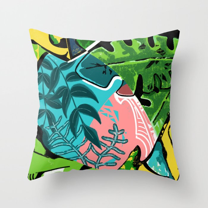 Jungle leaves  Throw Pillow
