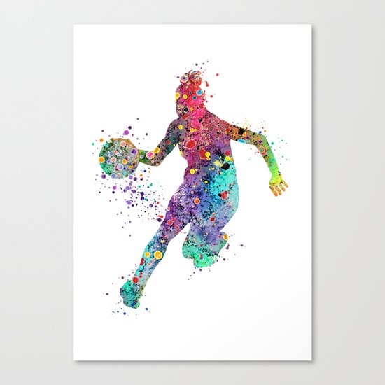 Girl Basketball Watercolor Print Basketball Wall Art Basketball