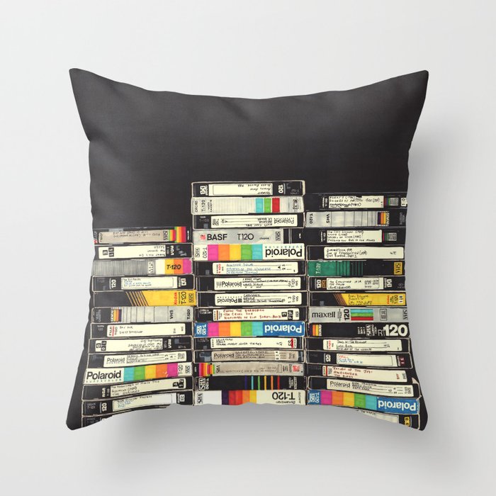 VHS Stack Throw Pillow