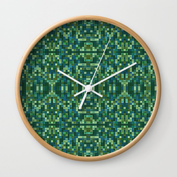 Forest Green Teal Mosaic Wall Clock By Vintageappeal623 Society6