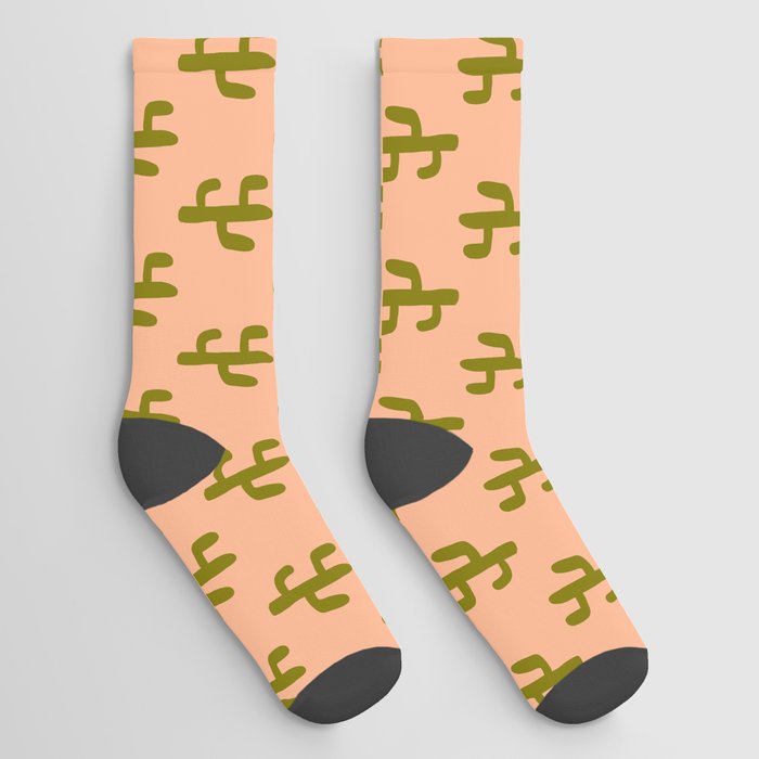 simple cactus_green on peach Socks