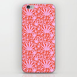 70’s Style Pastel Pink Cannabis And Flowers On Red iPhone Skin