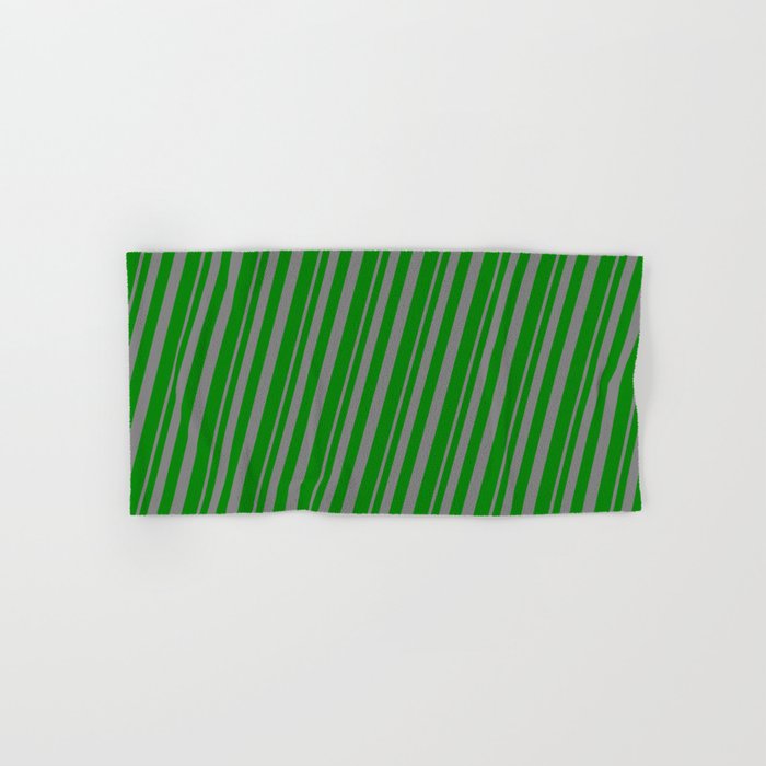 Grey & Green Colored Stripes/Lines Pattern Hand & Bath Towel