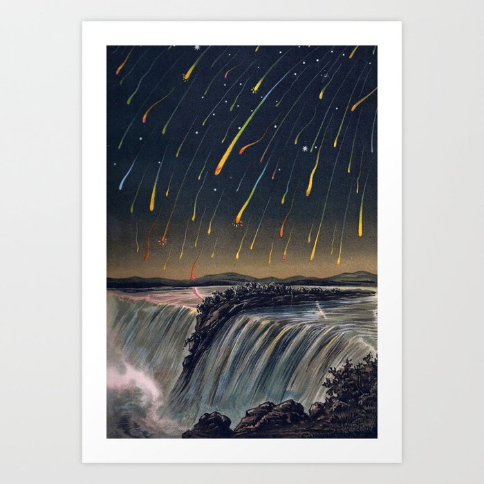The Leonid meteor showers of 1833 over Niagara Falls by Edmund Weiss Art Print