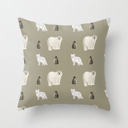 Arctic Animals Kids Decor Throw Pillow