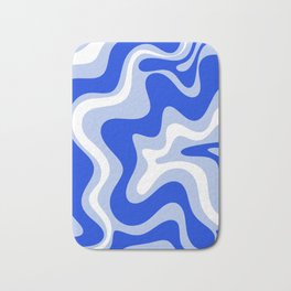 Retro Liquid Swirl Abstract Pattern Royal Blue, Light Blue, and White  Bath Mat | Kierkegaard Design, Vibe, Cool, Trendy, Contemporary, Graphicdesign, Trippy, Modern, Abstract, Pattern 