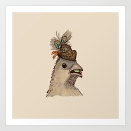 Bird in Hat 3 Art Print