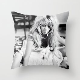 Brigitte Bardot Playing Cards, Black and White Photograph Throw Pillow
