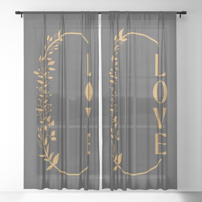 Love Typography 2 Sheer Curtain