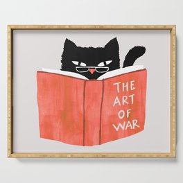 Cat reading book Serving Tray