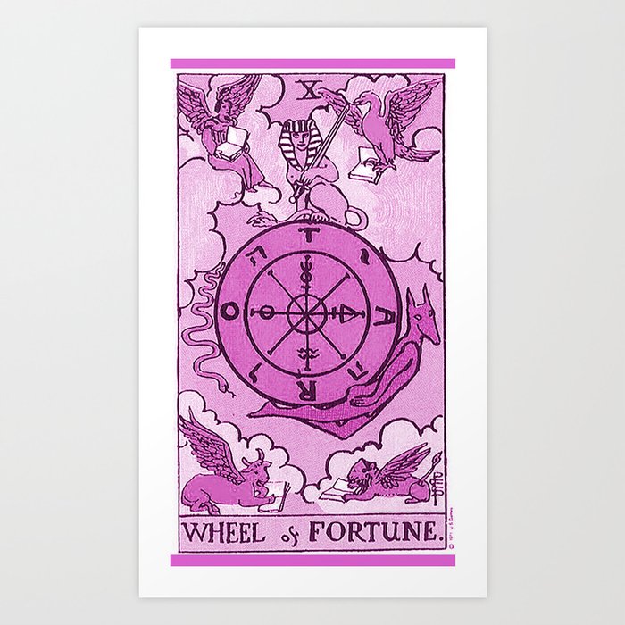 Pink Wheel of Fortune Tarot Card Art Print