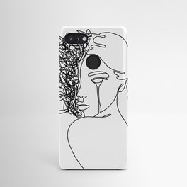 Line art about depression and burnout Android Case