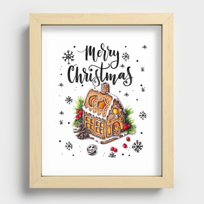 Merry Christmas "Gingerbread house" Recessed Framed Print