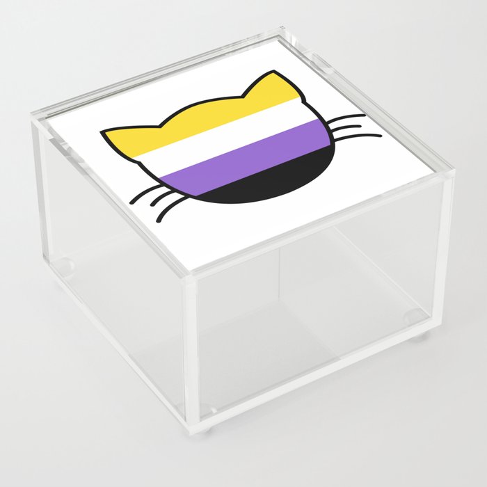Non-Binary Flag Cat Acrylic Box