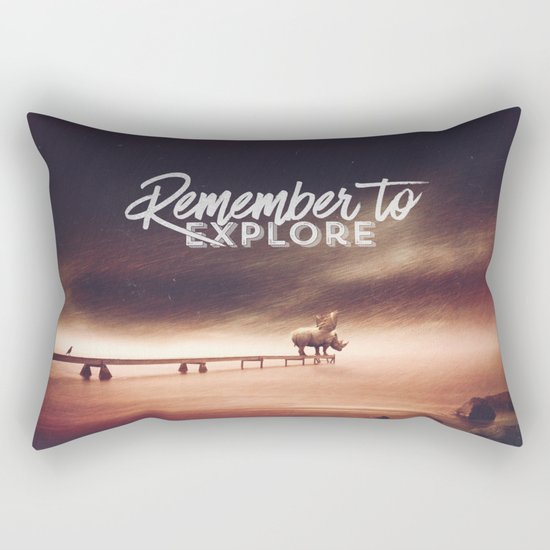Remember to explore - text version Rectangular Pillow