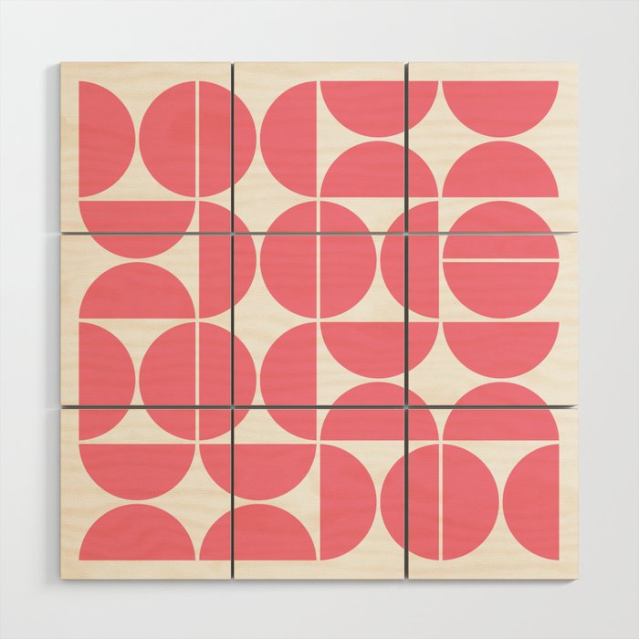 Mid Century Modern Geometric 04 Pink Wood Wall Art