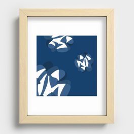 Abstract liquid melting navy and blue flowers Recessed Framed Print