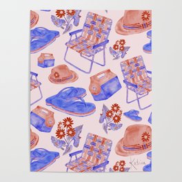 Summer Pattern in Vintage Pink Poster