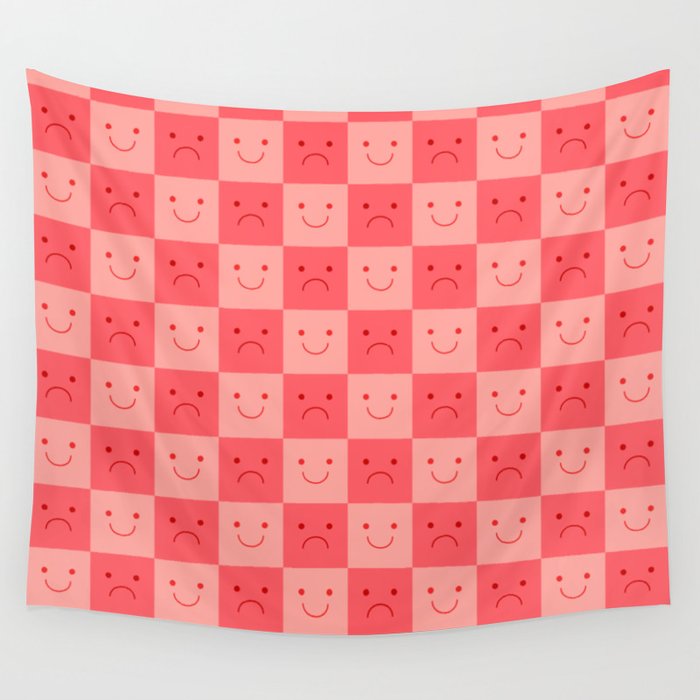 Plaid of Emotions pattern pink Wall Tapestry