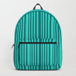 [ Thumbnail: Teal and Turquoise Colored Stripes Pattern Backpack ]