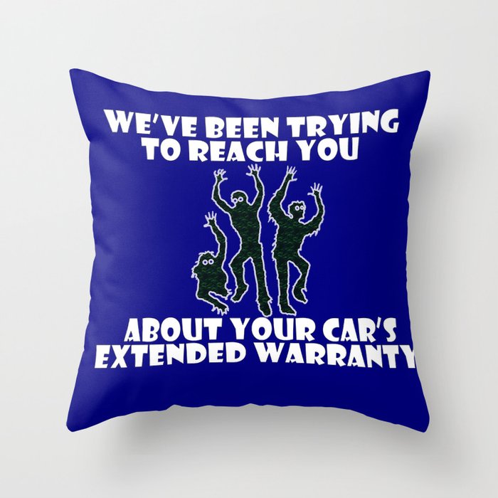 Zombie Extended Car Warranty Horizontal Design Throw Pillow