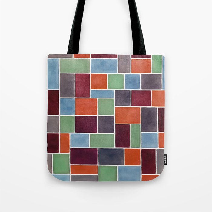 Rectangles And Squares Contemporary White Outline Art 4 Tote Bag