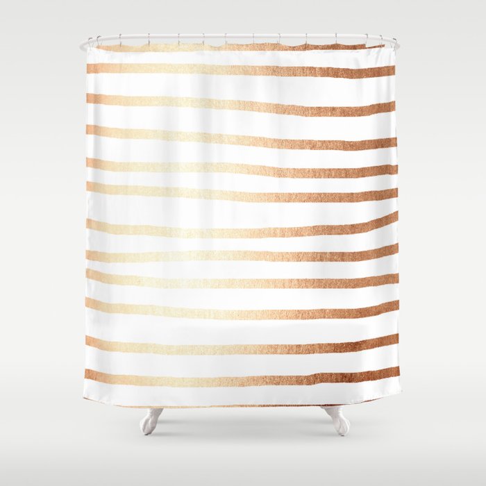 Simply Drawn Stripes Deep Bronze Amber Shower Curtain