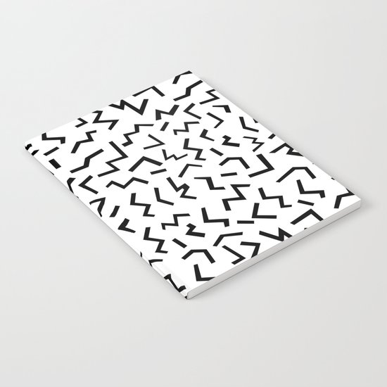 Maxie - black and white minimal modern abstract squiggle stripe dot lines geometric pattern urban Notebook