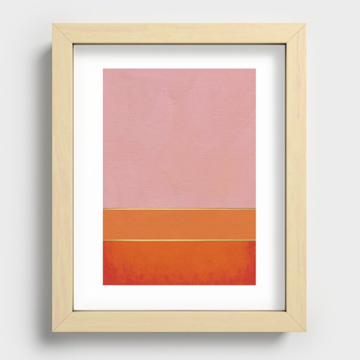 Orange, Pink And Gold Abstract Painting Recessed Framed Print