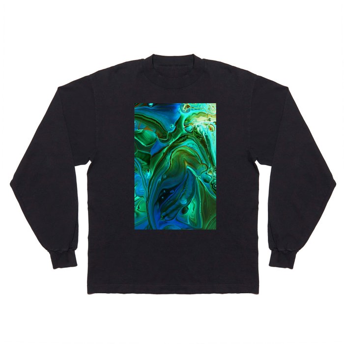 Aquamarine Liquid Paint Long Sleeve T Shirt