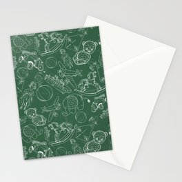 Green Chalk Board With White Children Toys Seamless Pattern    Stationery Card