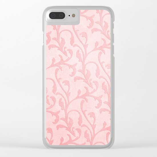 Pretty princess- Pink elegant Damask pattern Clear iPhone Case