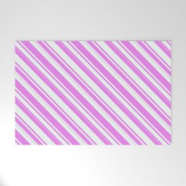 [ Thumbnail: Violet & Mint Cream Colored Striped/Lined Pattern Welcome Mat ]