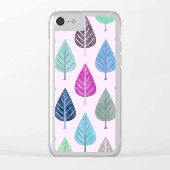 Watercolor Forest Pattern V Clear iPhone Case