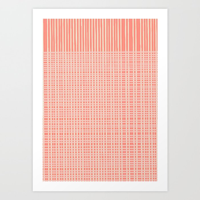 Abstract Stripes in Coral Art Print
