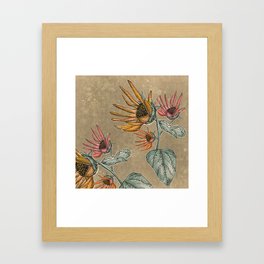 Retro Sunflowers Framed Art Print