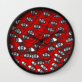 Freddie Eyeballs Red Wall Clock | Ghost, Halloween, Eyes, Bodypart, Fashion, Popculture, Popularculture, Spooky, Creepy, Music 