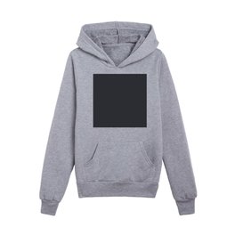 Dark Gray Solid Color Pantone Vulcan 19-4218 TCX Shades of Black Hues Kids Pullover Hoodies