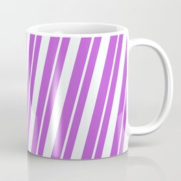 [ Thumbnail: Orchid & Mint Cream Colored Striped Pattern Coffee Mug ]