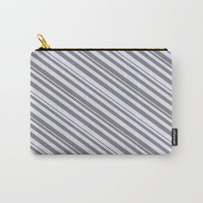 Grey & Lavender Colored Striped Pattern Carry-All Pouch
