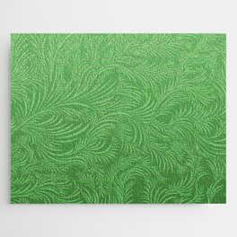 GREEN DAMASK LEAF BACKROUND. Jigsaw Puzzle