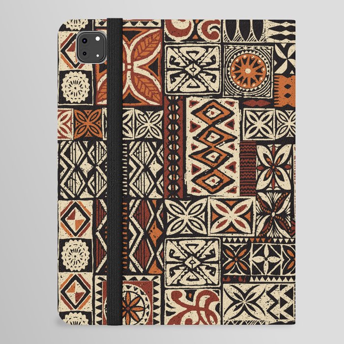 Hawaiian style tapa tribal fabric abstract patchwork vintage vintage pattern iPad Folio Case