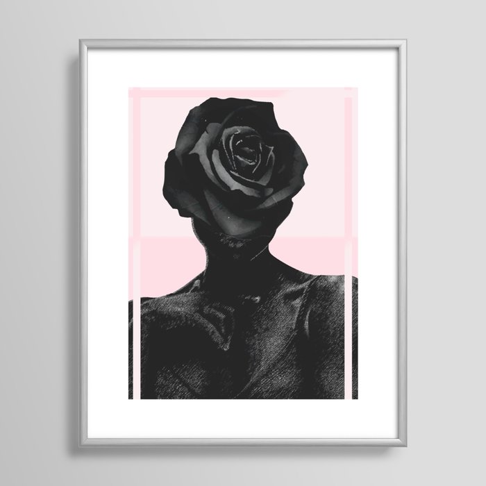 Black rose Framed Art Print