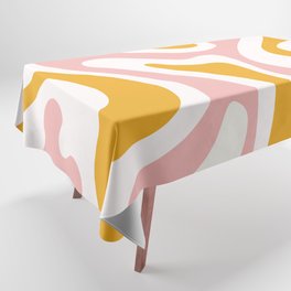 Modern Abstract Pattern 1 in Mustard Pale Pink (Liquid Swirl Design) Tablecloth